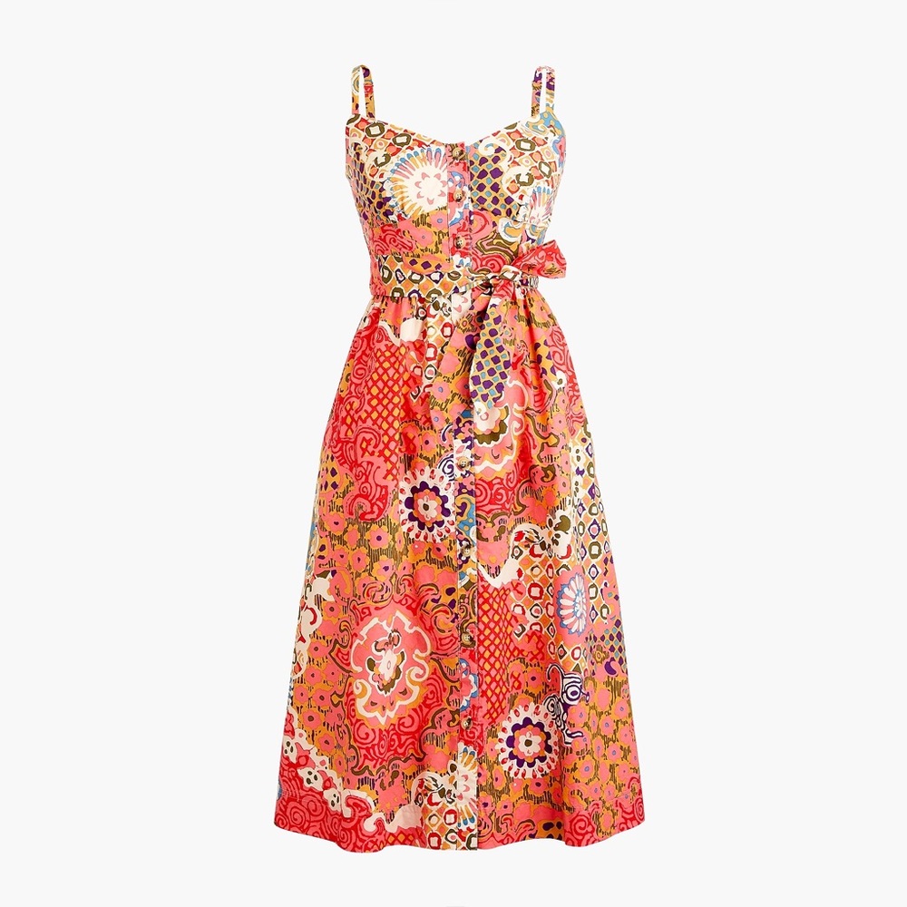 NWT J. Crew Button Front Paisley Poplin Sundress